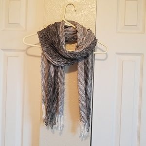 Gray and Silver Scarf with Fringe